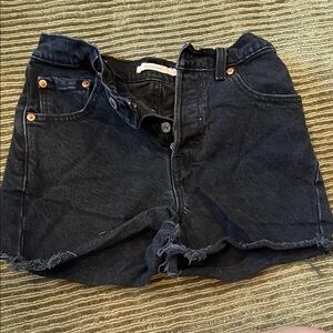 Levi's Black Jean Shorts Raw Hem Fitted